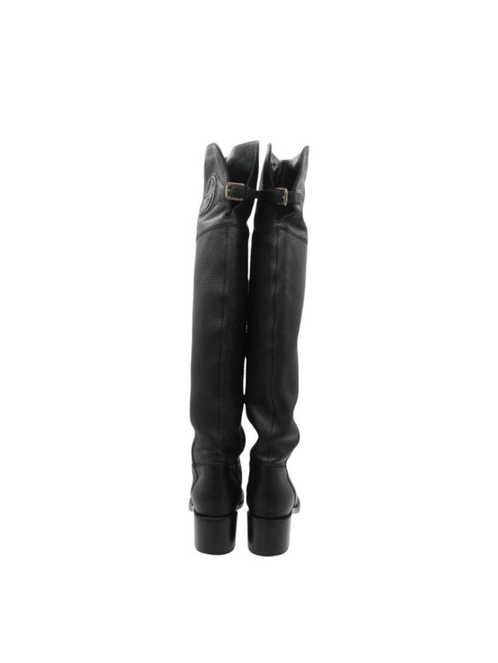 Gucci Boots Interlocking Embossed Leather Long Knee High Shoes Black - Picture 5 of 9